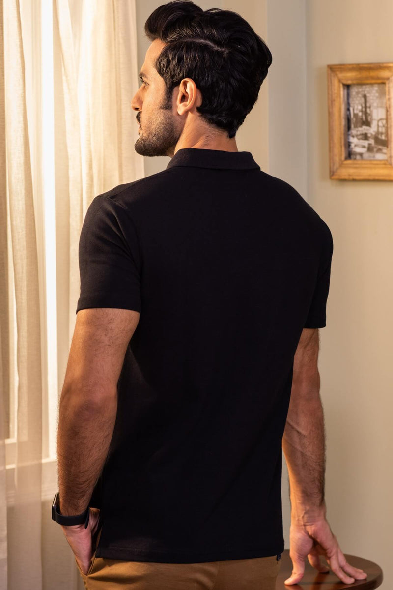 Luxury-black-zipper-polo-shirt – Frebano