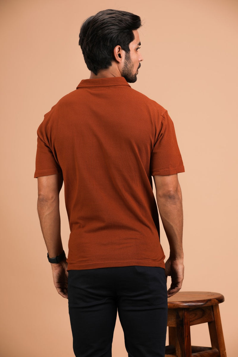 Rust Cotton Polo Shirt